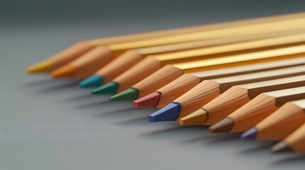 Obraz premium Colored Pencils Row Close Up Macro Shot