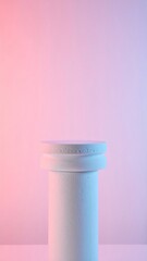 White Cylindrical Product Display on Pink and Blue Gradient Background