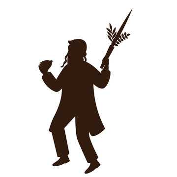 jewish man holding etrog and lulav clip art preview