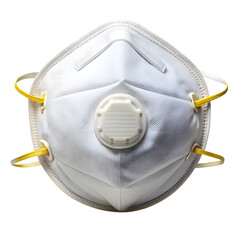 Photo of a white n95 respirator mask with a valve, isolated on transparent background