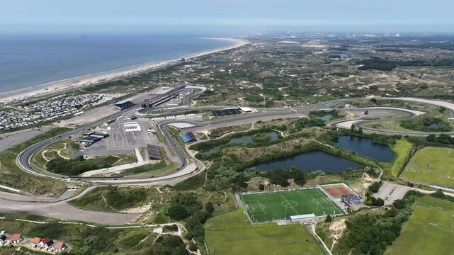 race track Zandvoort, The Netherlands, motor sports, circuit, high speed, car racing, track layout, aerial view.