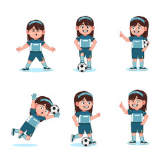 Cute Girl Character Cartoon Playing Football Collections