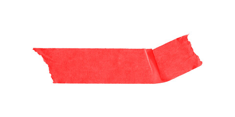 Flat red duct tape piece isolated on transparent background – simple clean stripe for digital...