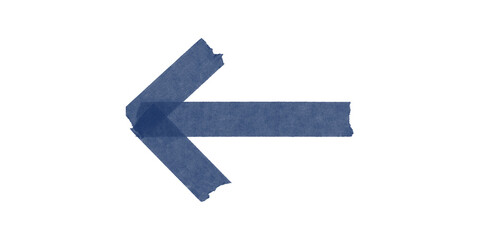 Blue duct tape arrow pointing right – handmade tape symbol cutout isolated on transparent...