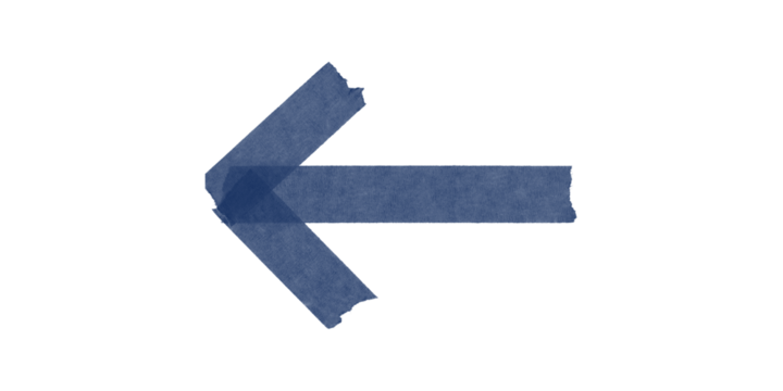 Blue duct tape arrow pointing right – handmade tape symbol cutout isolated on transparent background, perfect for direction signs, scrapbooking, or visual design markers.

