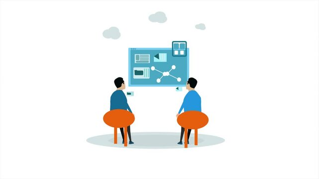 Office file transfer with office employee for work, document manege and share for analysis, animation clip