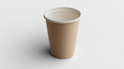 Plain kraft paper cup isolated on white, eco plain kraft paper cup design, simple plain kraft paper cup for beverage branding