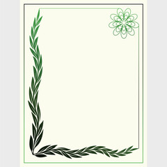 floral frame with green leaves