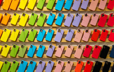 Collection of silicone cell phone cases in multiple colors.