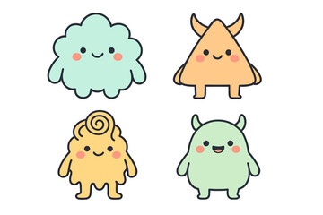 Obraz premium Cute cartoon monsters vector illustration for children's design in flat style