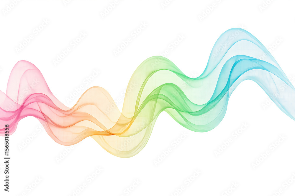 Leinwandbilder Smooth rainbow gradient wave flowing on transparent background, creating a colorful and dynamic abstract design