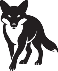 Fox silhouette bold black and white style, Wild animal illustration strong design