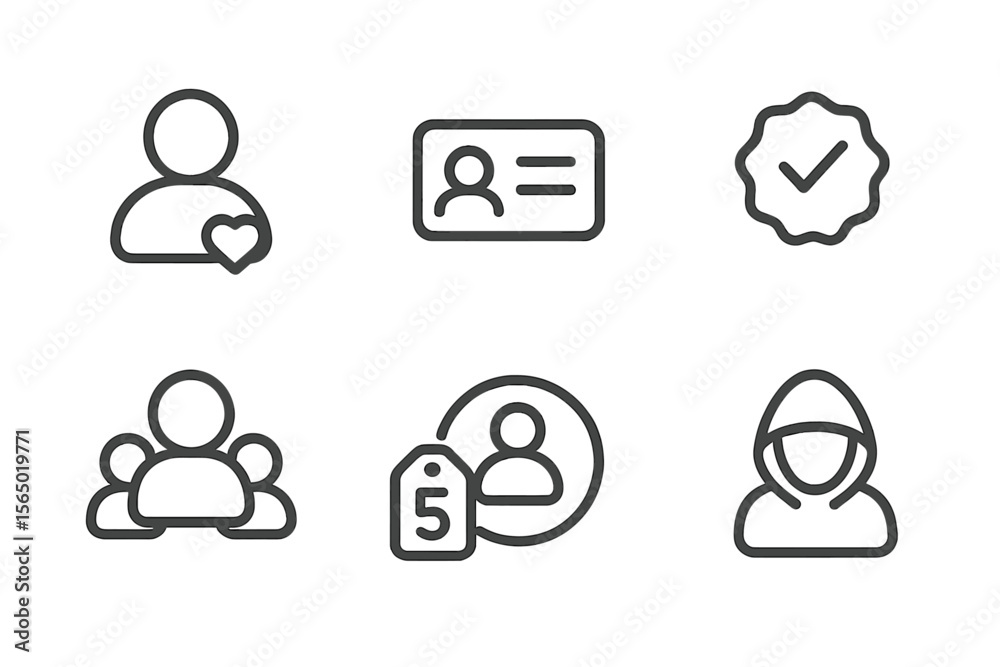 Poster monochrome vector illustration of user interface icons for digital design and security applications