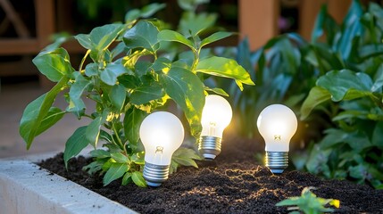 Green Energy Concept Bulbs Growing Plants