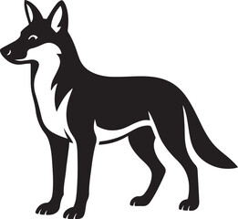 Watchful canine silhouette perfect for logos, Guard dog figure minimal black and white