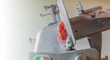 Industrial Meat Slicer Cutting Raw Meat