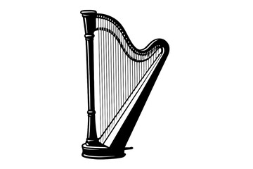 Elegant musical harp vector illustration for art and music design