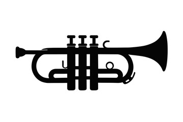 Fototapeta premium Trumpet silhouette vector illustration for music poster or card design