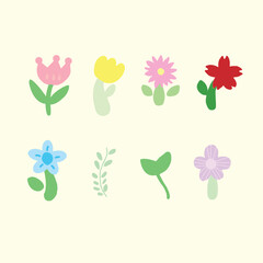 cute flowers colorful vector 