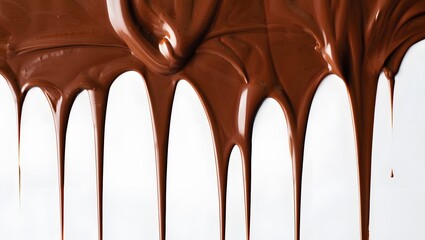 Delicious melted chocolate dripping down against a clean white background for food concepts
