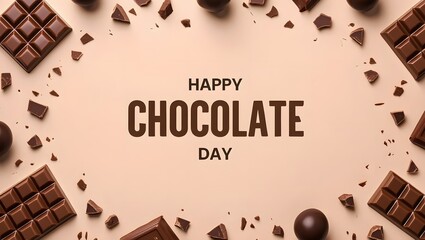 Festive chocolate arrangement with happy chocolate day message and sweet treats