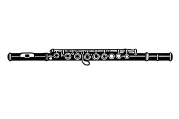 Musical flute vector illustration in monochrome style for music design