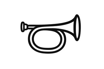 Fototapeta premium Minimalist horn in black and white vector illustration for music and vintage designs