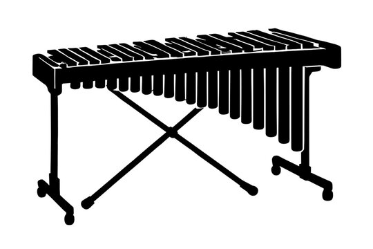 Elegant black silhouette of marimba musical instrument for design in vector illustration style