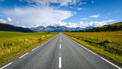 Naklejka premium 地平線まで続く道の写真(田舎)