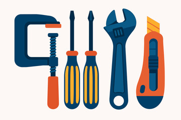 Toolkit vector illustration: flat design of tools for diy and home improvement