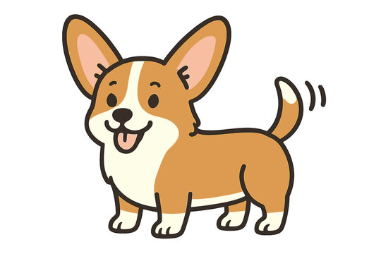 Cute corgi cartoon vector illustration - adorable pet character for children's design
