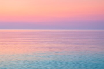 Naklejka premium dreamy pastel colors in ocean at sunrise, tranquil seaside landscape