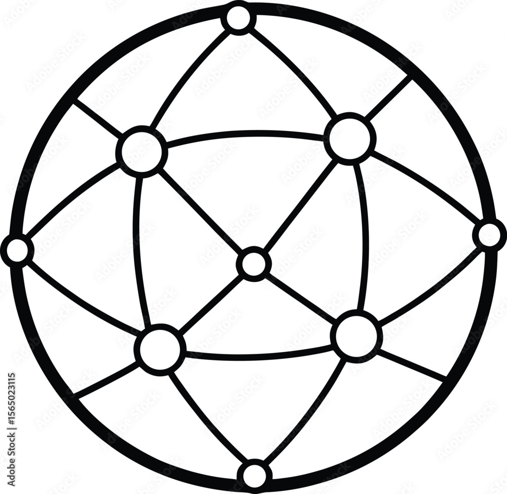 Aufkleber global network connection with digital neural grid isolated on transparent background