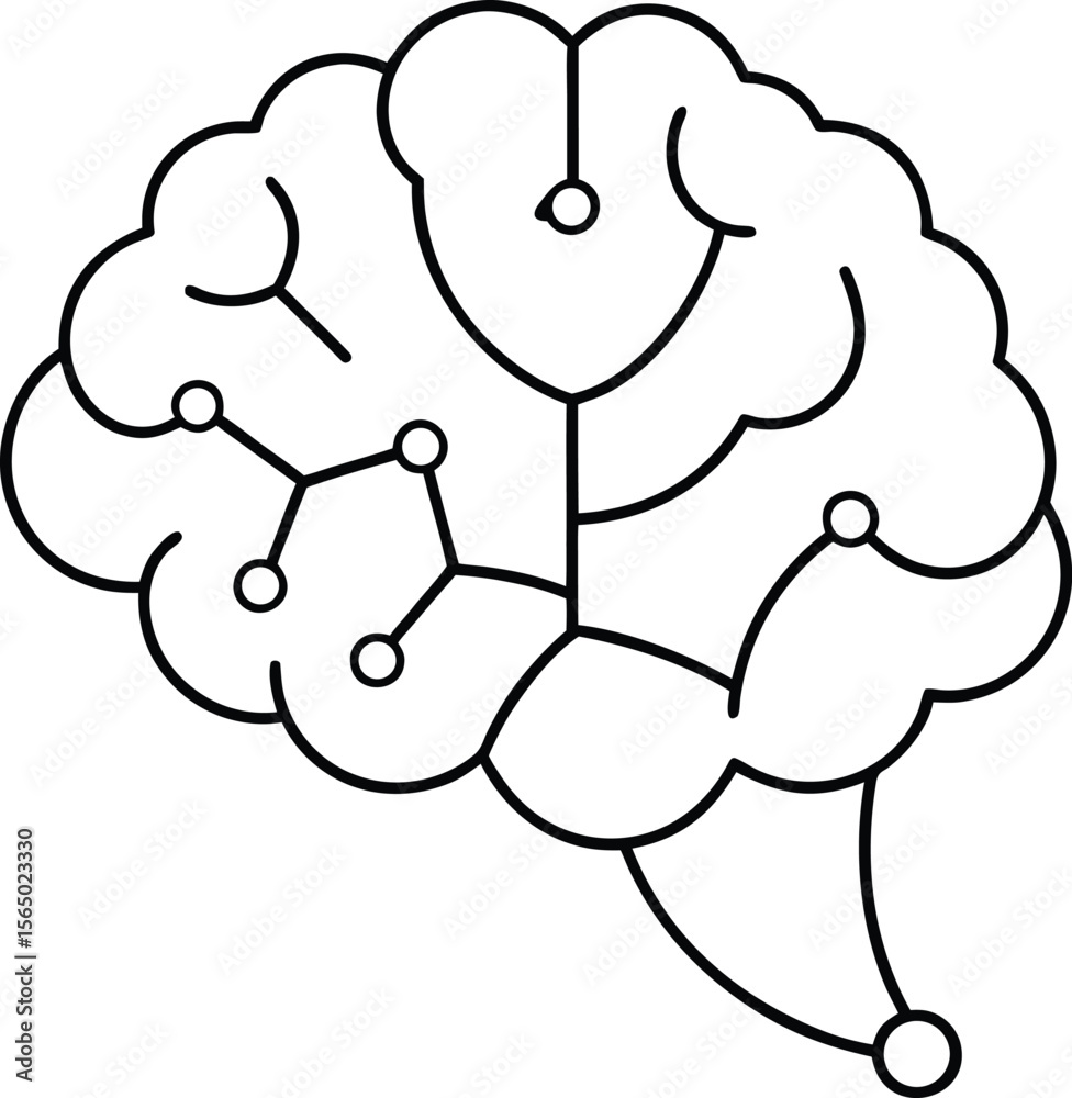 Poster detailed neural brain map with connections and nodes isolated on transparent background