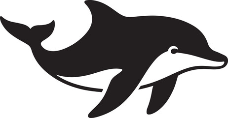 Fototapeta premium Dolphin silhouette simple and clean design, Black and white marine animal vector