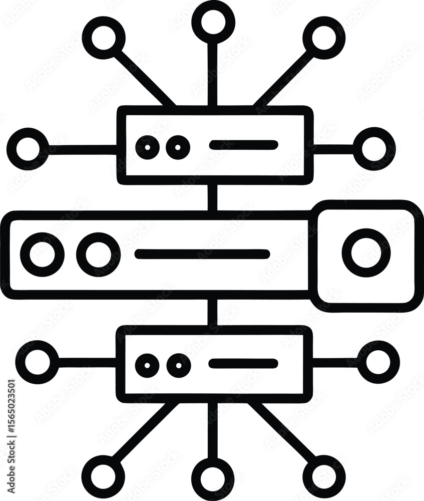 Poster Server with ai generated data lines and glowing circuits isolated on transparent background