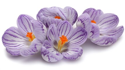 Obraz premium Striped Purple Crocus Flowers Spring Bloom Closeup