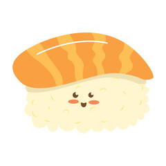 Cute Salmon Nigiri Sushi Character Illustration