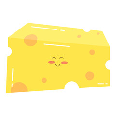 Cartoon Cheese Character with Happy Expression