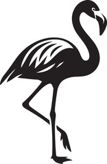 Fototapeta premium Elegant flamingo silhouette black and white, Standing bird with long legs vector art