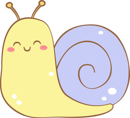 Funny cartoon snail illustration with a cute shell 