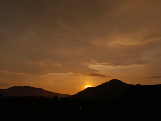 sunset and the sillhouette object