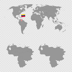 Venezuela Map Set with World Location.