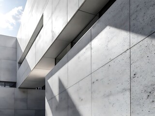 Obraz premium Minimalist concrete wall with clean geometric lines and shadow play. Great for architecture detail, texture, and modern design visuals