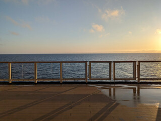 Beautiful sunrise on board at sea