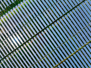 Aerial view of solar photovoltaic power station