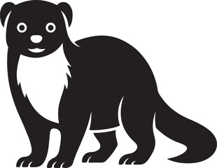 Ferret silhouette simple clean black lines, Small pet animal black and white art