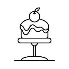 Cake Topper Outline Line Art Vector Clipart