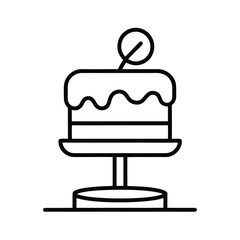 Party Cake Topper Line Art Vector Silhouette