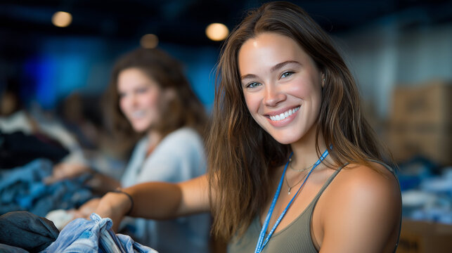 Sorting and Labeling Clothes for Donation at a Community Center